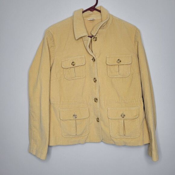 Yellow cotton corduroy feel button front barn chore coat Boxy jacket Medium - Picture 1 of 6